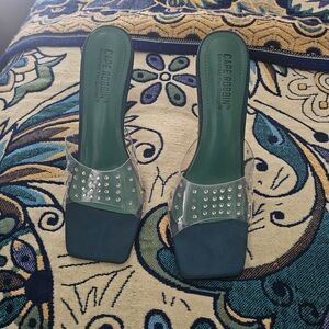 Cape Robbin Women's Blue and Clear Studded Heels